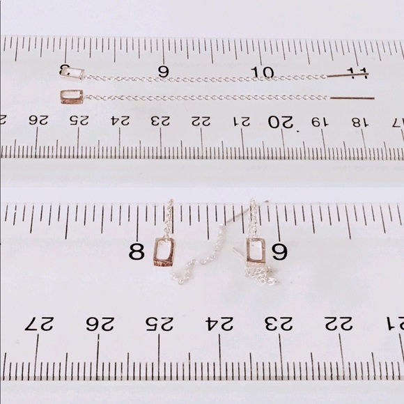 Sterling Silver Chain Dangle Threader Earrings - Picture 4 of 6